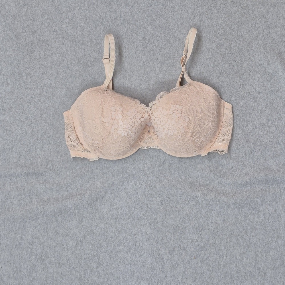 Victoria's Secret Women Bra 36D Beige Angels IPEX Floral Lace T Shirt